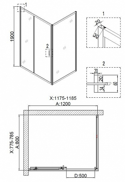 Душевой уголок Niagara Nova 120х80х190 NG- 6612-08