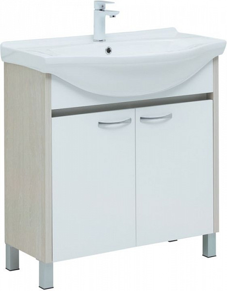 Тумба под раковину Aquanet Донна 80 белый дуб/белый (2 дверцы) 00274170