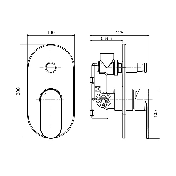 Смеситель "Koller Pool" ROUND Arc  для ванны/душа скрытого монтажа