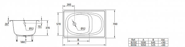 Стальная ванна BLB Europa 105x70 B05E
