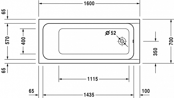 Акриловая ванна Duravit D-Code 160х70 700096000000000