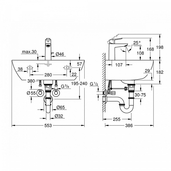 Раковина Grohe Euro Ceramic 39643000 со смесителем