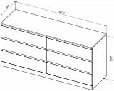 Комод Aquanet Сканди 1600x480 Дуб эдгрейн (6 ящиков) 00302547