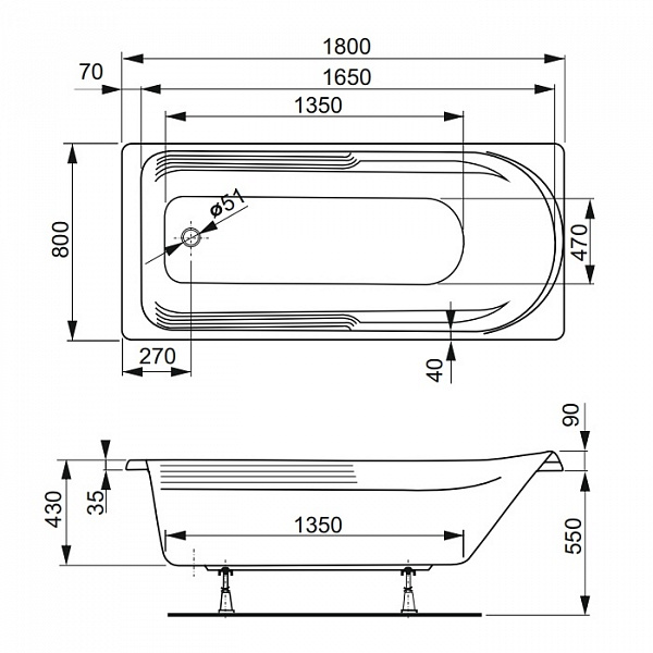 Акриловая ванна Vagnerplast Hera 180x80 VPBA180HER2X-04
