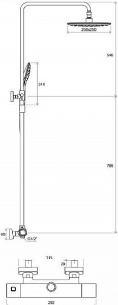 Душевая стойка с термостатическим смесителем и ручным душем TD 091.00/150 X070103