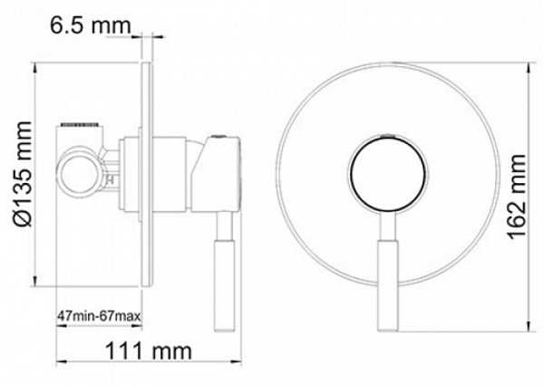 Встраиваемый комплект для биде  со шлангом 120 см Wasserkraft A04157