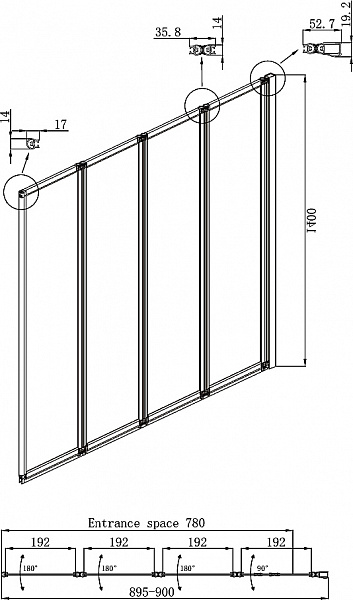 Шторка для ванны Ambassador Bath Screens 16041110R (900x1400). 1 место