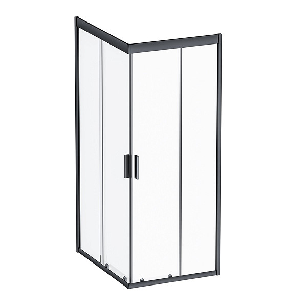 W90G-404-100280-BT Gem душ.ограждение 100х80 прям.,стекло прозрачное, профиль черный мат.,без поддон