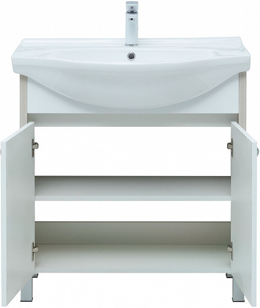 Тумба под раковину Aquanet Донна 80 белый дуб/белый (2 дверцы) 00274170