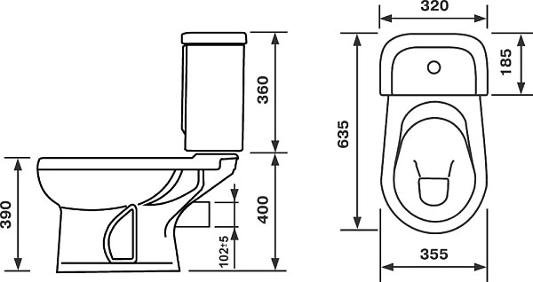 Унитаз-компакт Оскольская керамика Ирида Стандарт, горизонтальный выпуск