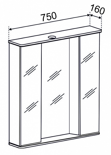 Зеркальный шкаф ДЖЕРСИ 75 с подсветкой