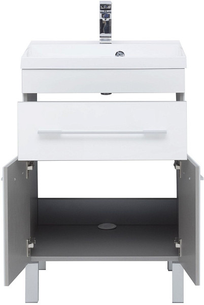 Тумба под раковину Aquanet Верона 58 белый (напольная 1 ящик 2 дверцы) 00182507
