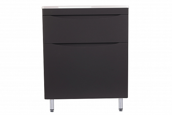 Тумба напольная "Бергамо мини 70" (2 ящ.) Люкс антискрейтч черный, под раковину, PLUS