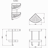 Полка AZARIO угловая двухэтажная, хром (AZ-160-2)