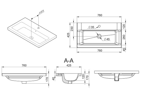 M90WCC0752WG GEM, Раковина мебельная, керамическая, 75 см, встроенная, цвет: белый, глянец