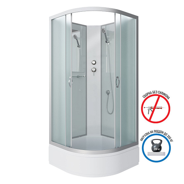 Душ.каб. NG-3301-14BK (900х900х2000) средний поддон(26см) стекло МАТОВОЕ 4 места