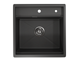 KS-5051, ЧЕРНЫЙ МАТОВЫЙ, стальная кухонная мойка KITCHEN SPACE
