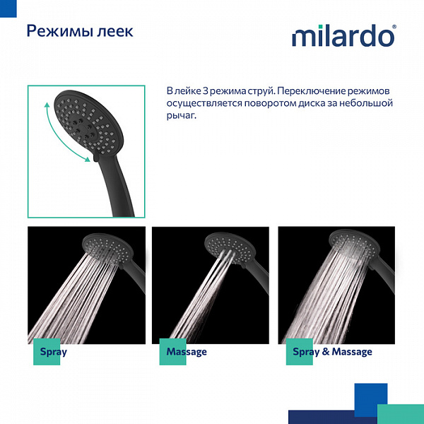Смеситель для ванны, черный матовый, Rora, Milardo, RORBL00M02