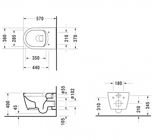 Унитаз Duravit ME by Starck 2528090000 подвесной