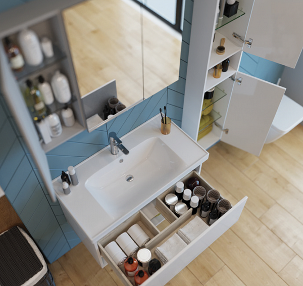 Пенал Dreja Perfecto, белый глянец, 35 см