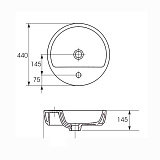 Раковина накладная Cersanit CASPIA UM-CAS44/1-R