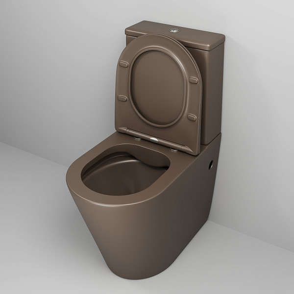 Унитаз GR-4480BRMS Color (620*365*810) КОРИЧНЕВЫЙ МАТОВЫЙ напольный БЕЗОБОДКОВЫЙ, 2 места
