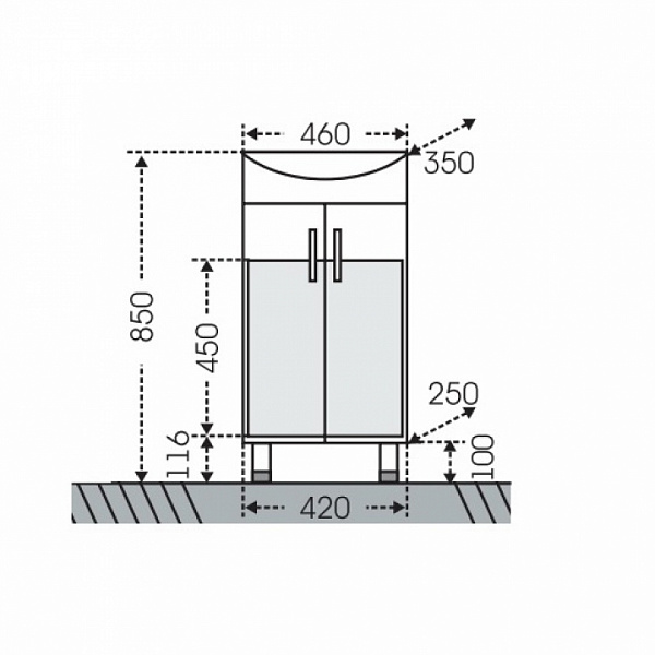 Тумба напольная Уют 45 Санта 201084, под раковину