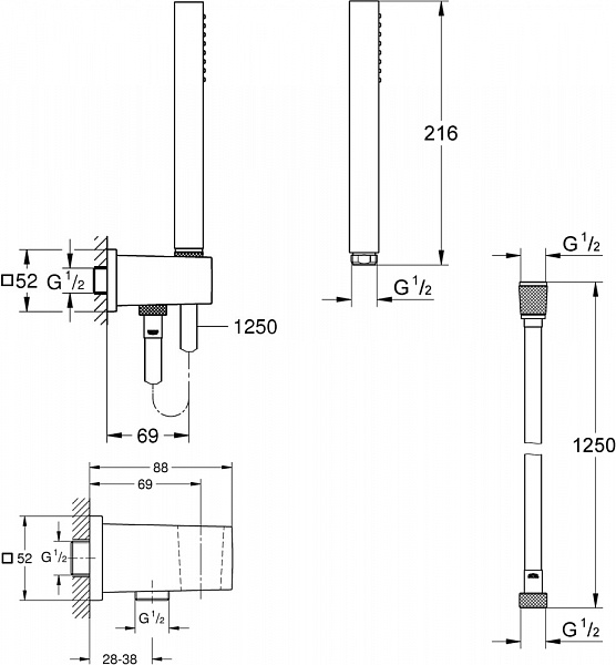 Душевой гарнитур Grohe Euphoria Cube Stick 26405000