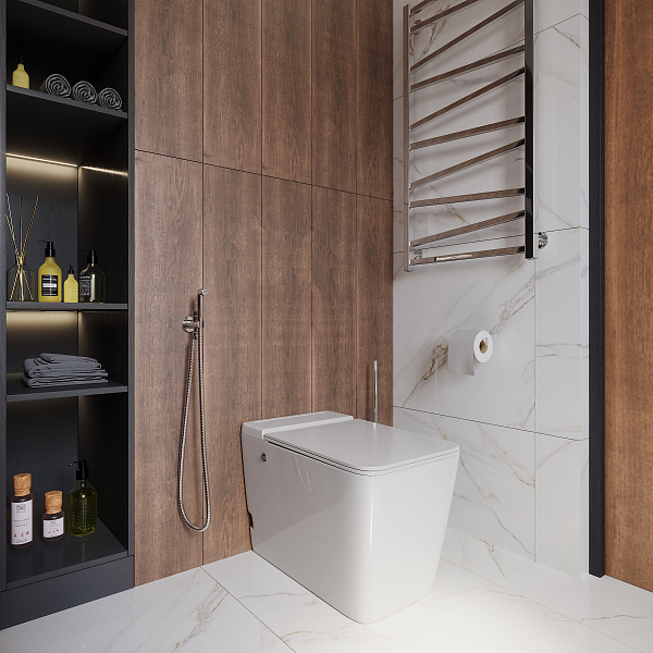 Унитаз GR-PR-5501 impuls (590*360*440) БЕЛЫЙ напольный с тонкой крышкой, 1 место