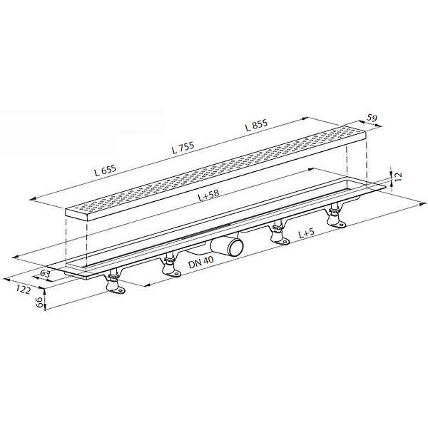 Душевой лоток с решеткой PlastBrno SZE2650