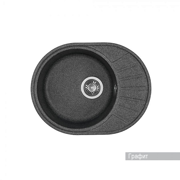 Мойка для кухни Aquaton Чезана круглая с крылом графит 1A711232CS210
