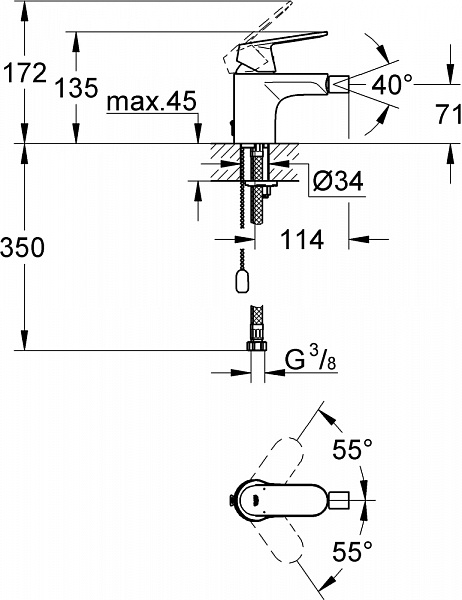 Смеситель для биде Grohe Eurosmart Cosmopolitan 32840000