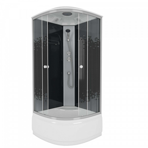 Душ.каб. NG-7507-14BLACK (800х800х2150) высокий поддон(40см) стекло МОЗАИКА 4 места