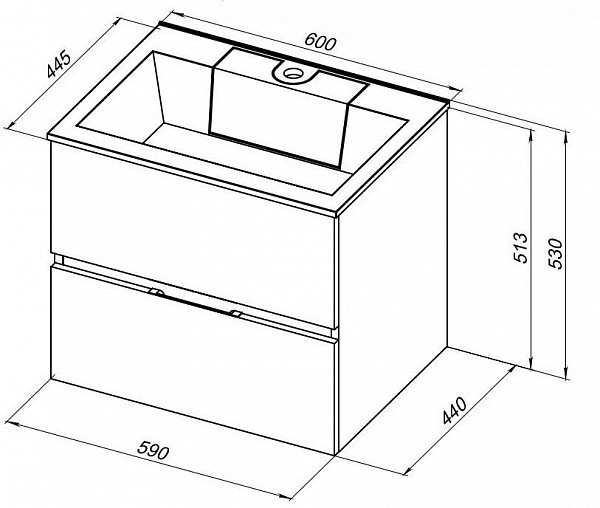 Тумба под раковину Aquanet Алвита 60 белый 00184301