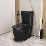 Унитаз GR-4492BMS Retro (670*350*825) ЧЕРНЫЙ МАТОВЫЙ напольный БЕЗОБОДКОВЫЙ с тонкой крышкой,1 место