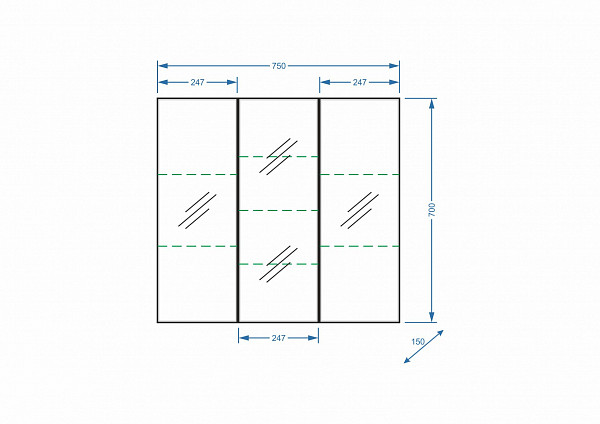 Зеркало-шкаф "Парма 75", 3 дв.
