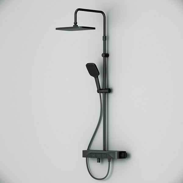 F078F722 Func, душ.система: см-ль-полка д/ванны/душа, душ.штанга, верхн. душ квадр., ручн.душ, черн.
