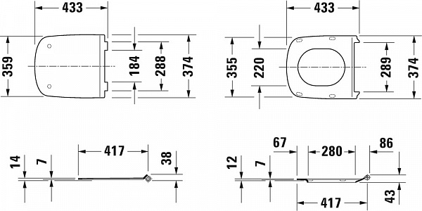 Подвесной унитаз Duravit  DuraStyle 45510900A1 в комплекте с сиденьем Soft Close