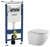 SET Aquatek ЕВРОПА+Geberit (458.123.21.1+AQ1901-00). Комплект  5в1(инсталляция+кнопка+крепеж+унитаз+крышка)