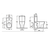 Чаша напольного компакт-унитаза Jacob Delafon Struktura UJAJ102-WTE