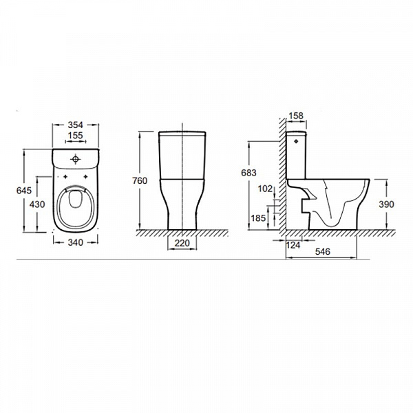 Чаша напольного компакт-унитаза Jacob Delafon Struktura UJAJ102-WTE