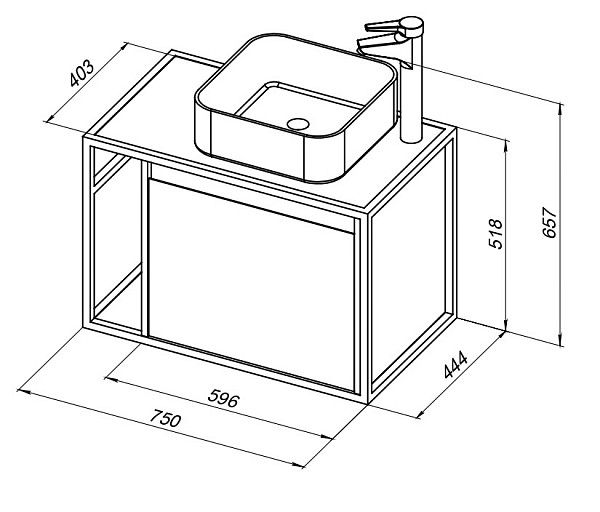 Тумба под раковину Aquanet Nova Lite Loft 75 R белый 00261649