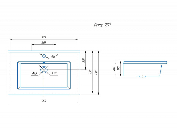 Раковина Оскар 75 SD-00000382