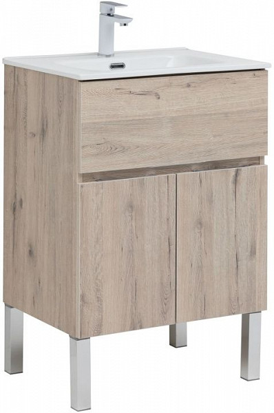 Тумба под раковину Aquanet Алвита New 60 1 ящик, 2 дверцы, дуб веллингтон белый 00277549