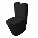 Унитаз GR-4450BMS (605*380*825) ЧЕРНЫЙ МАТОВЫЙ напольный БЕЗОБОДКОВЫЙ с тонкой крышкой, 2 места