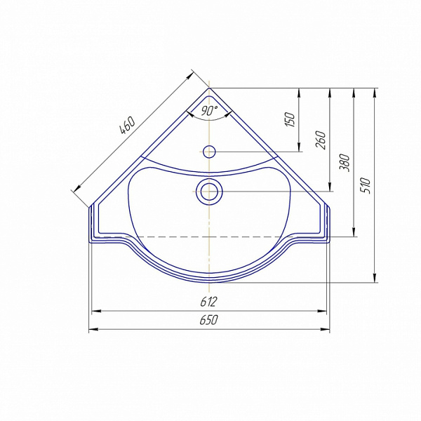 Мебельная раковина Классик угловой