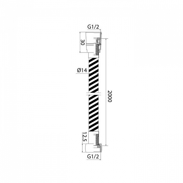 A5061120 Шланг д/душа, ПВХ армиров., 2.0м