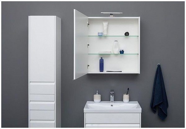 Шкаф-пенал для ванной Aquanet Палермо 35 L белый глянец 00237410