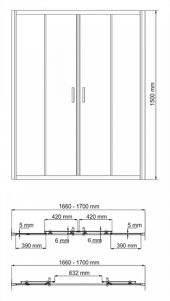 Стеклянная шторка на ванну Wasserkraft Amper 29S02-170