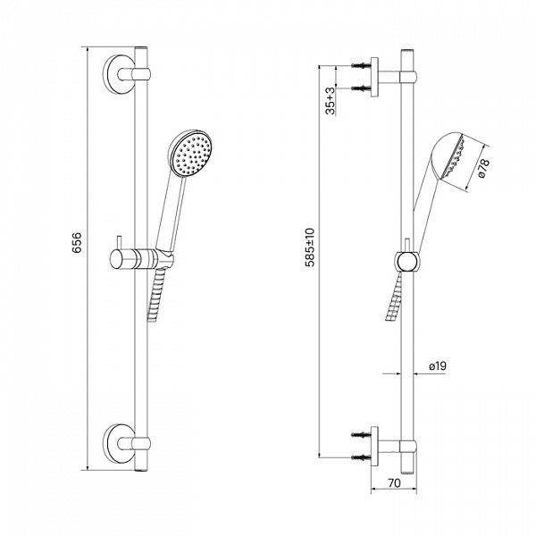 Душевой гарнитур, Niagara, Milardo, NIA1F65M16